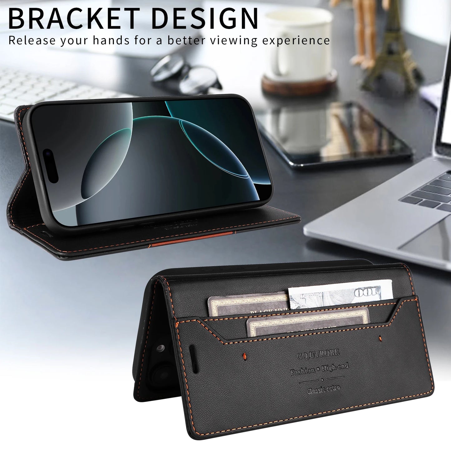 Magnetic Leather Case Flip Wallet Card Cover