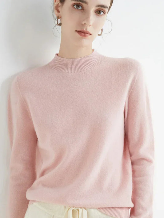 Solid Mock-neck Pullover Sweater