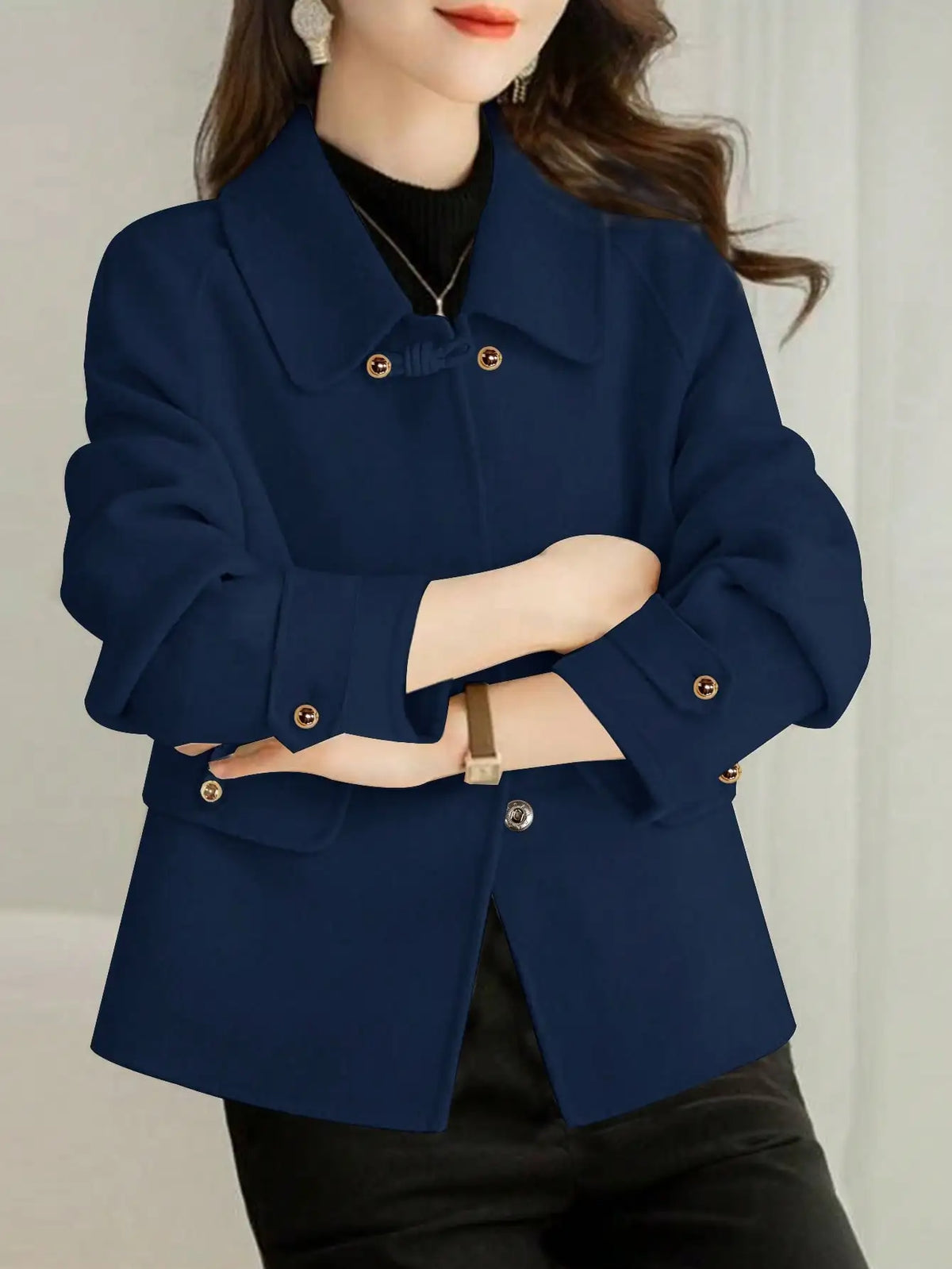 Elegant Solid Short Warm Formal Office Female Coat