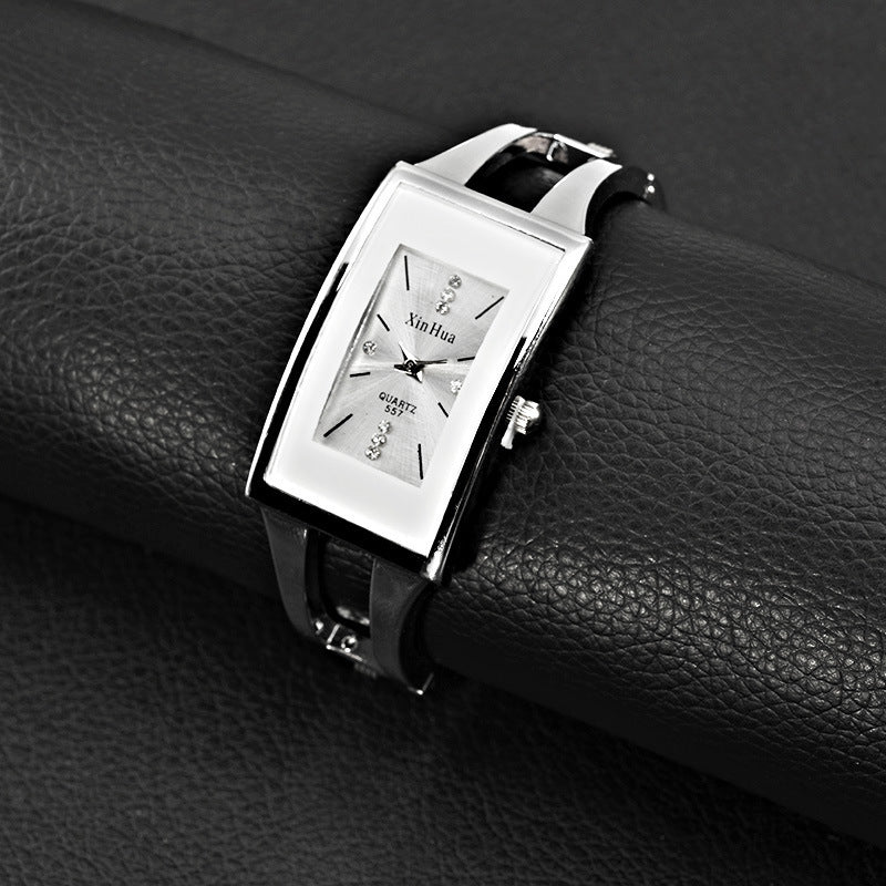 Bracelet Exquisite Quartz Crystal Silver Elegant Stainless Steel Watch