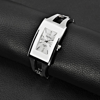 Bracelet Exquisite Quartz Crystal Silver Elegant Stainless Steel Watch