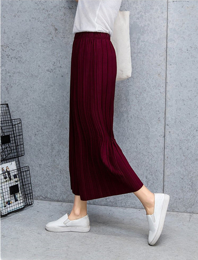 Waist High Pleated Wide Leg  Chiffon Loose Pants