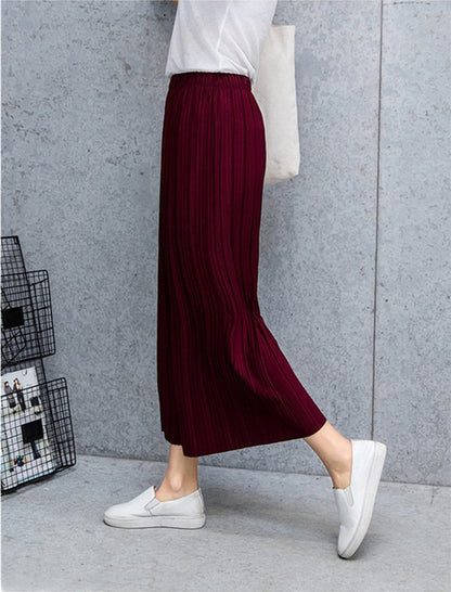 Waist High Pleated Wide Leg  Chiffon Loose Pants