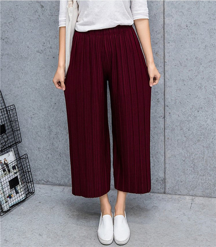 Waist High Pleated Wide Leg  Chiffon Loose Pants