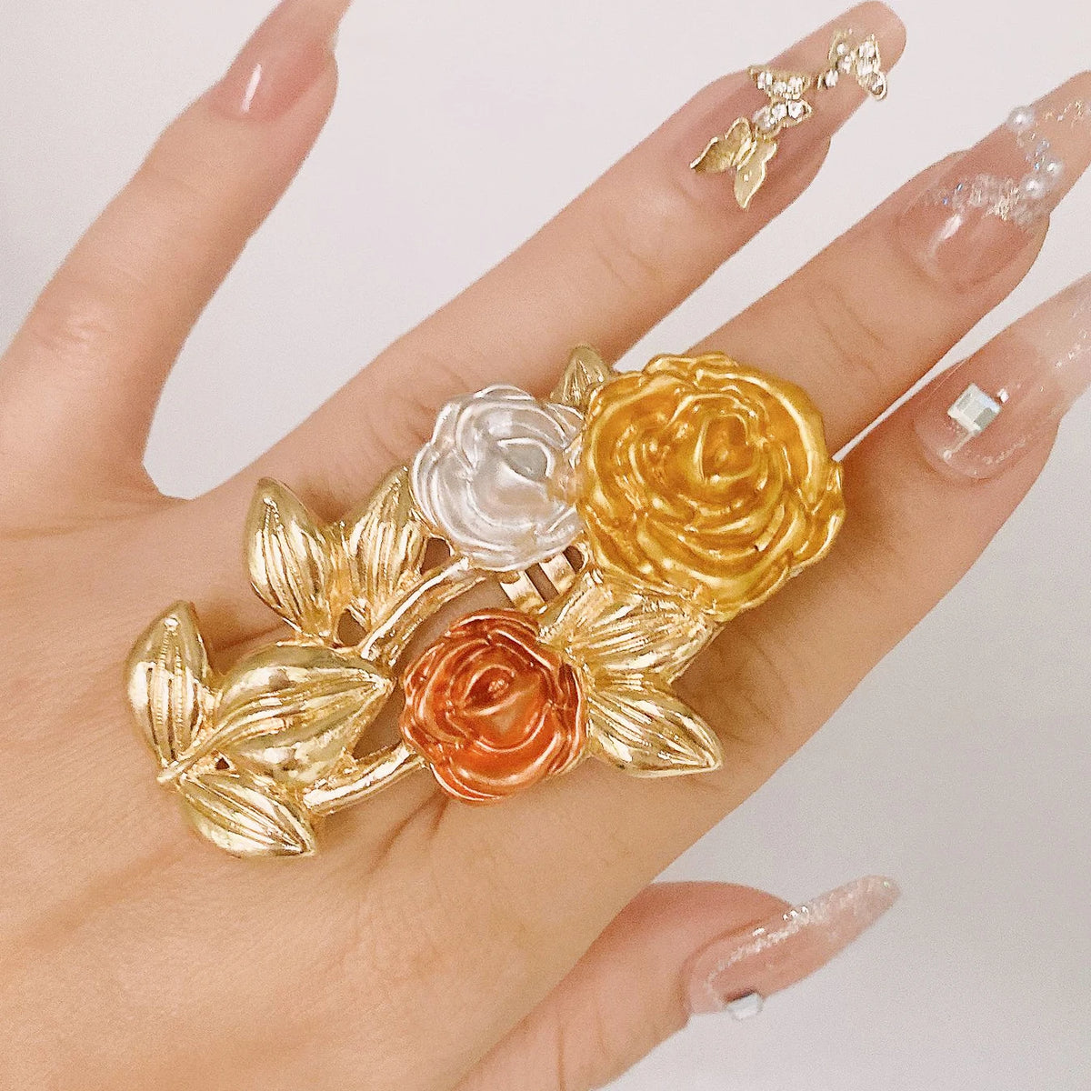 18K Gold Plated Silver Rose Flower Exquisite Ring