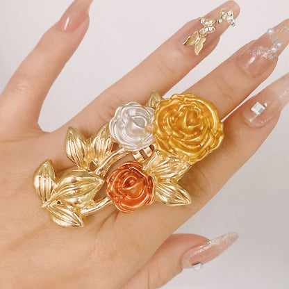 18K Gold Plated Silver Rose Flower Exquisite Ring