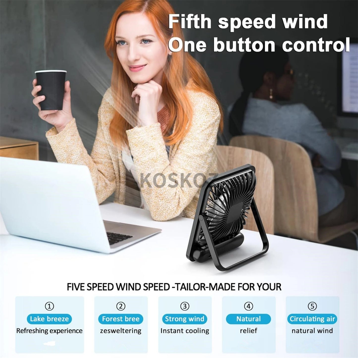 Desk Fan Portable USB Rechargeable Fan