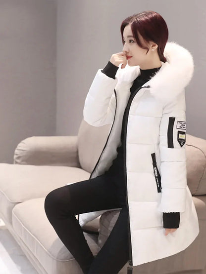 Fur Collar Hooded Parka Long Jacket Coats