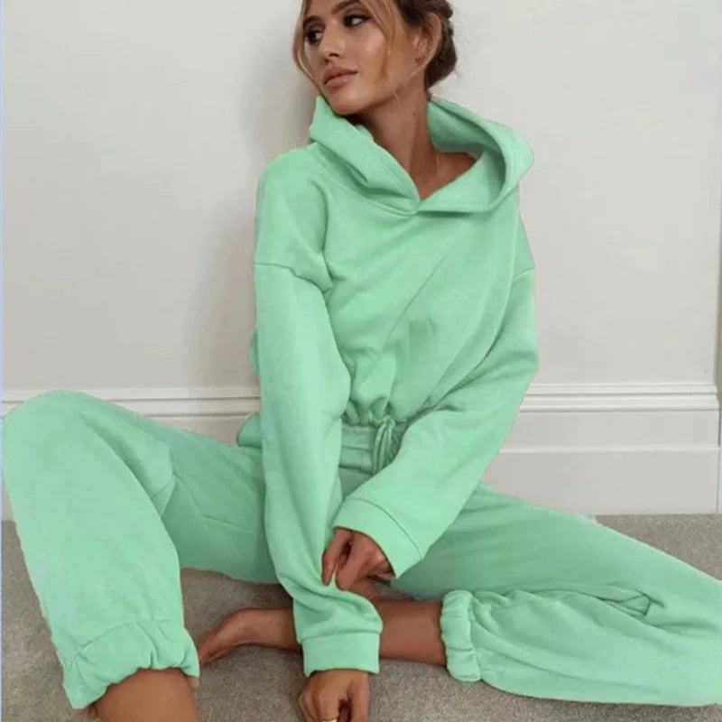 Winter Tracksuit Oversized Hoodie Sweatpants Sportswear Set