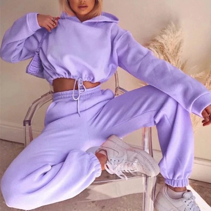 Winter Tracksuit Oversized Hoodie Sweatpants Sportswear Set