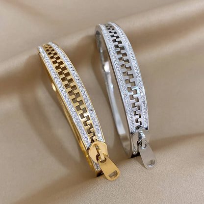 Original Zipper Charm Bangle Stainless Steel Zip Hand Bracelets
