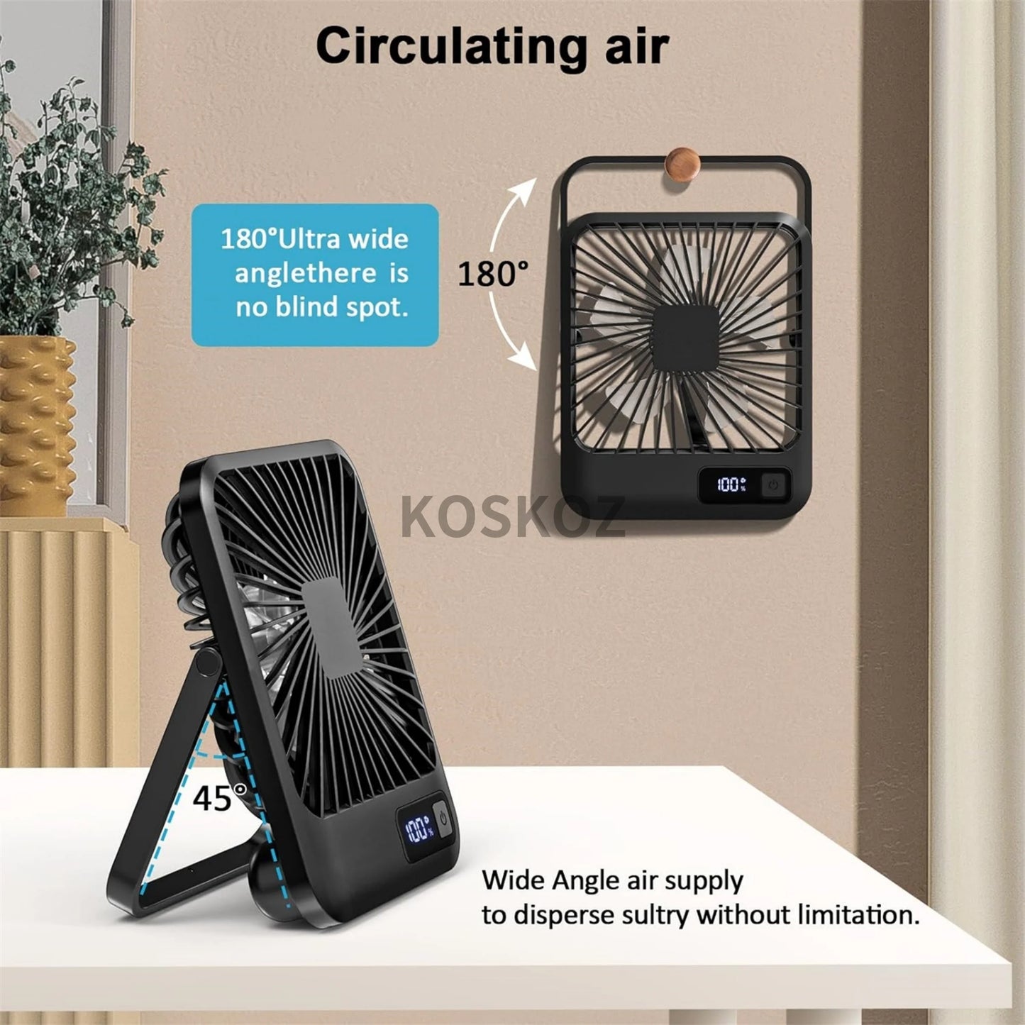Desk Fan Portable USB Rechargeable Fan