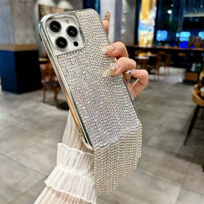 Luxury Tassel Rhinestone Phone Case For iPhone Pro Max Cover Plating Silver Cases