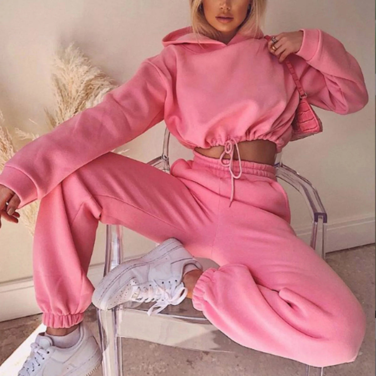 Winter Tracksuit Oversized Hoodie Sweatpants Sportswear Set