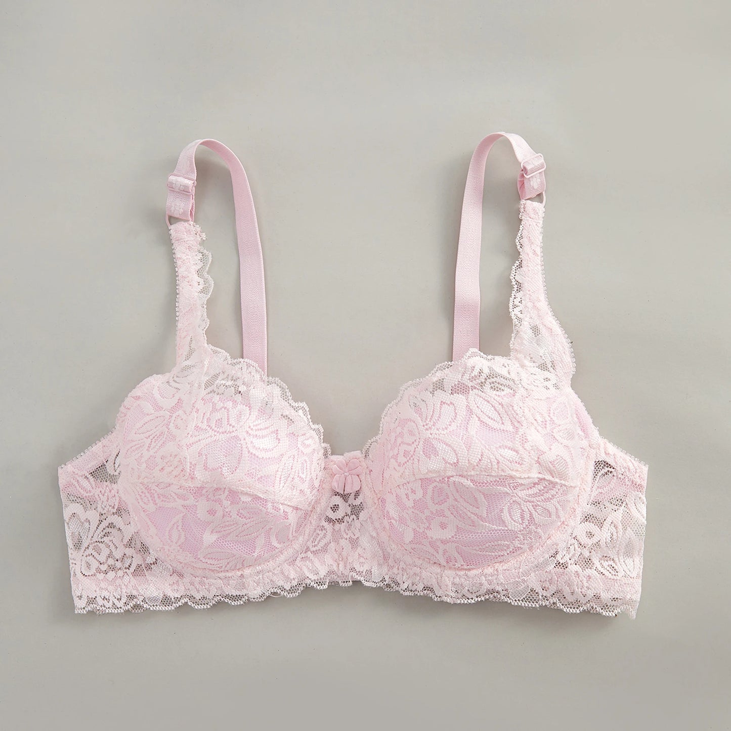 Bow Decor Push-Up Underwire Lace Bra