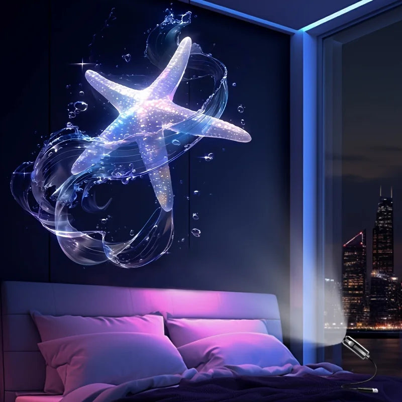 LED USB Projector Light 3/6pcs Projection Night Light