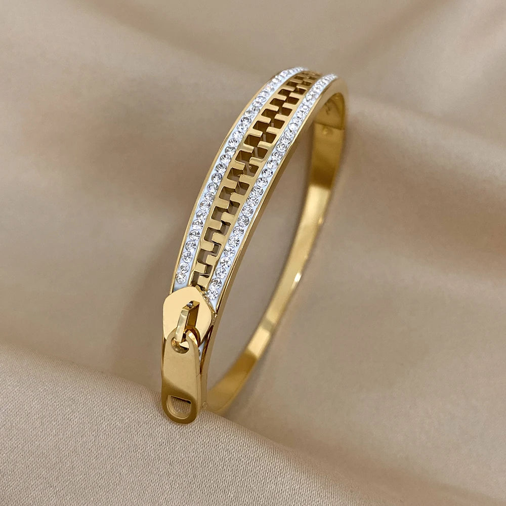 Original Zipper Charm Bangle Stainless Steel Zip Hand Bracelets