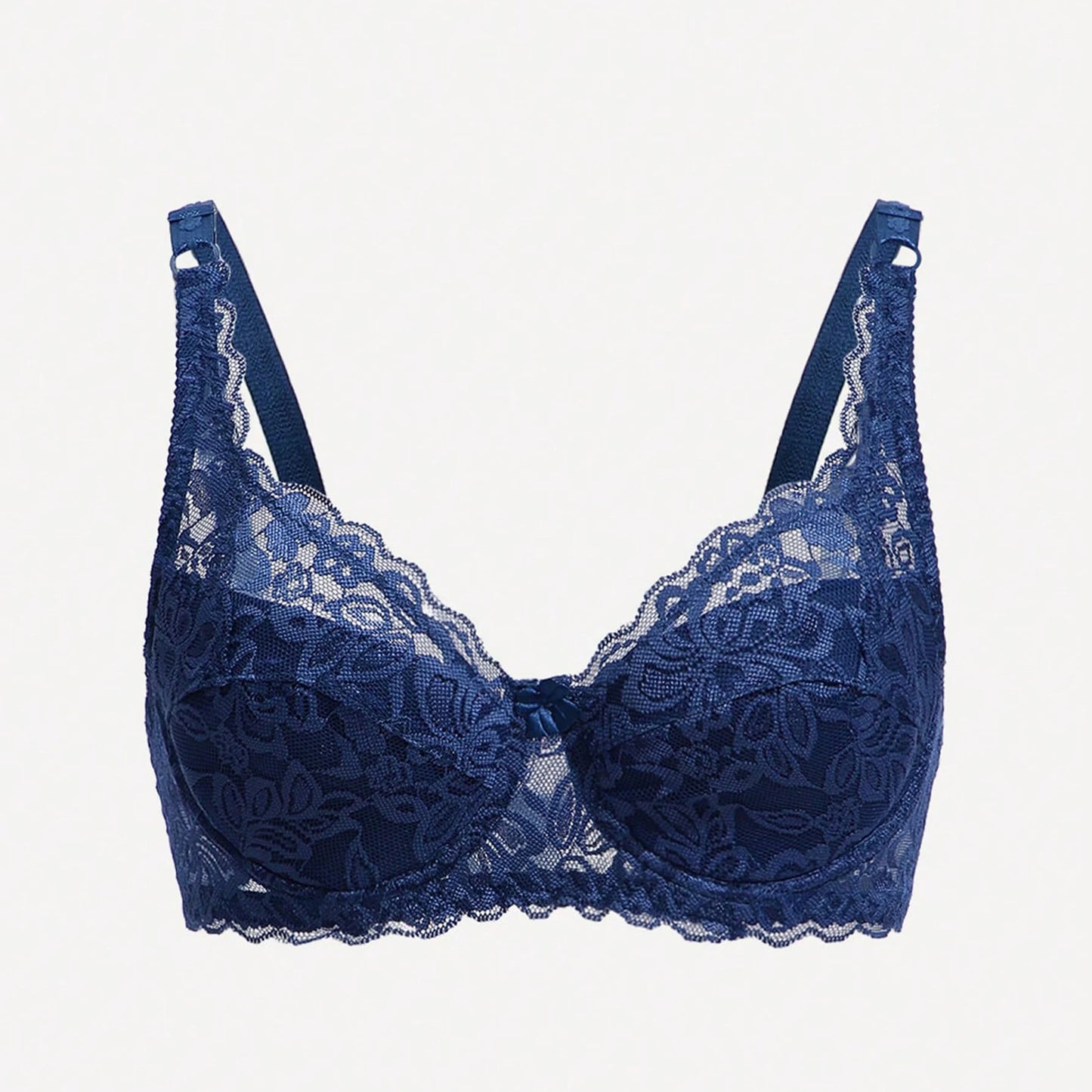 Bow Decor Push-Up Underwire Lace Bra