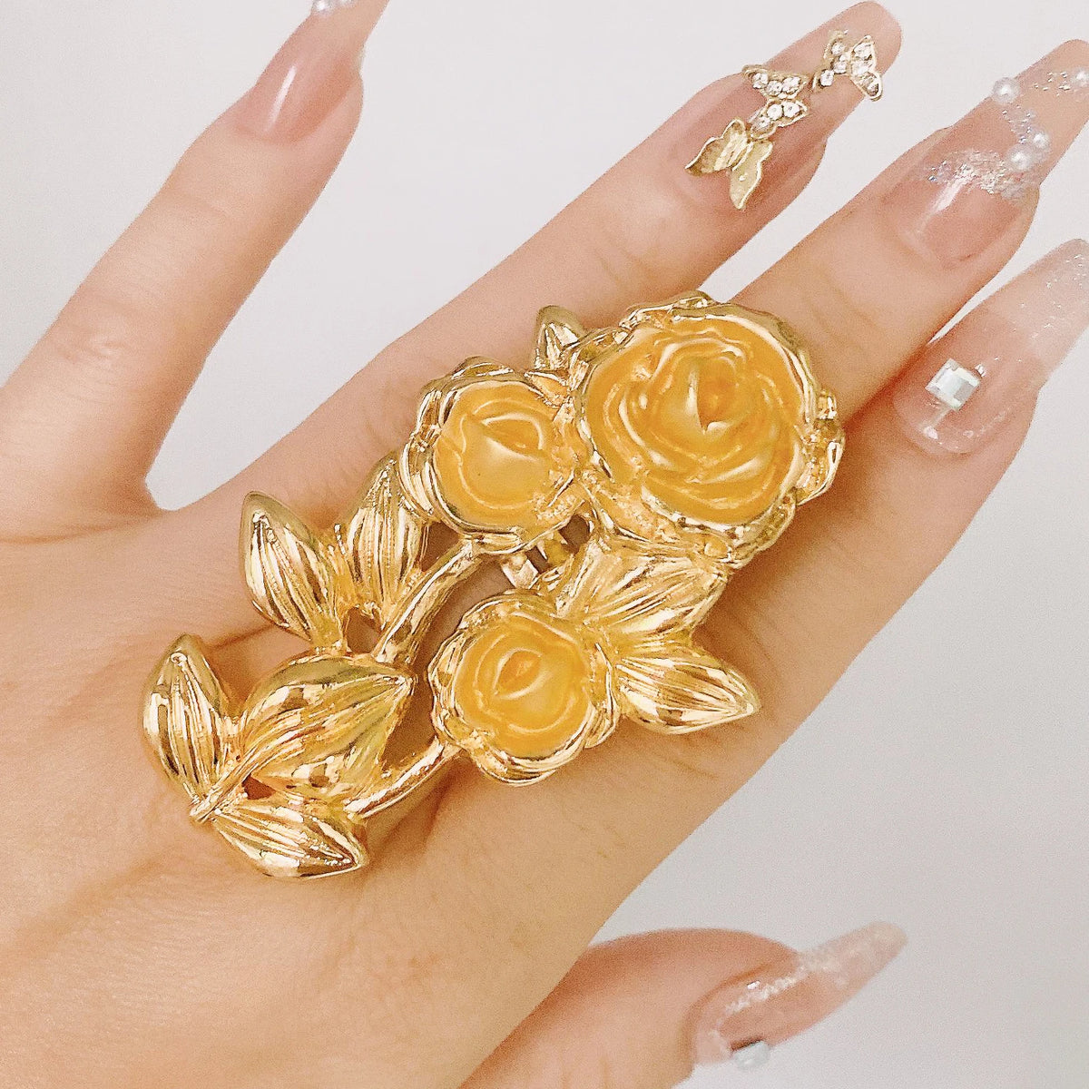 18K Gold Plated Silver Rose Flower Exquisite Ring