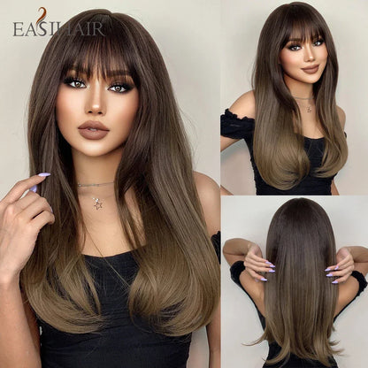 Long Straight Bangs Synthetic Hair Wig