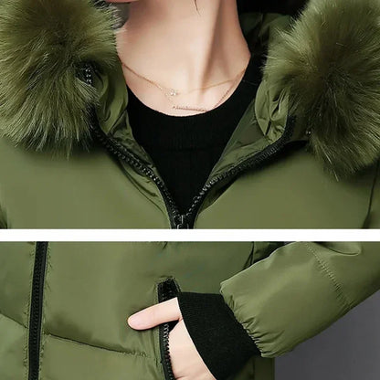 Fur Collar Hooded Parka Long Jacket Coats