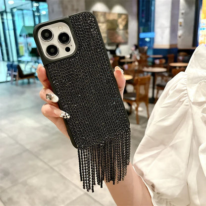 Luxury Tassel Rhinestone Phone Case For iPhone Pro Max Cover Plating Silver Cases