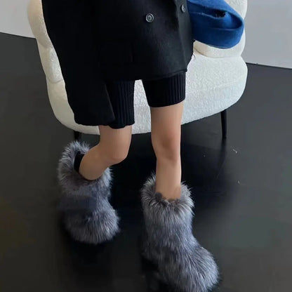 Snow Luxury Furry Faux Fox Fur Boots