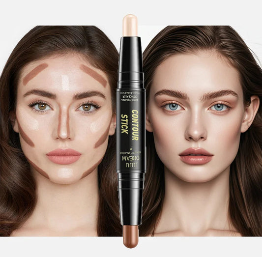 Dual-ended contour stick, facial foundation makeup