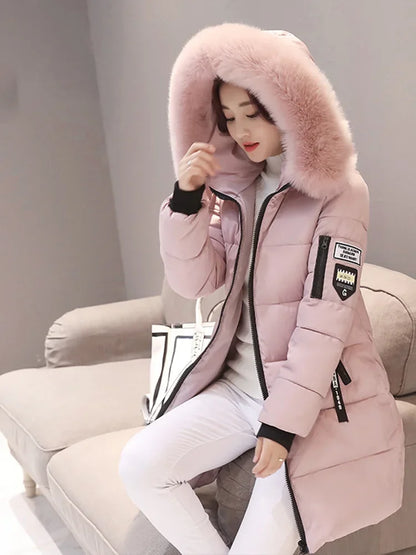 Fur Collar Hooded Parka Long Jacket Coats