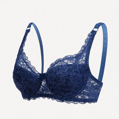 Bow Decor Push-Up Underwire Lace Bra