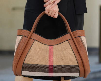 Bolso de lona y cuero genuino