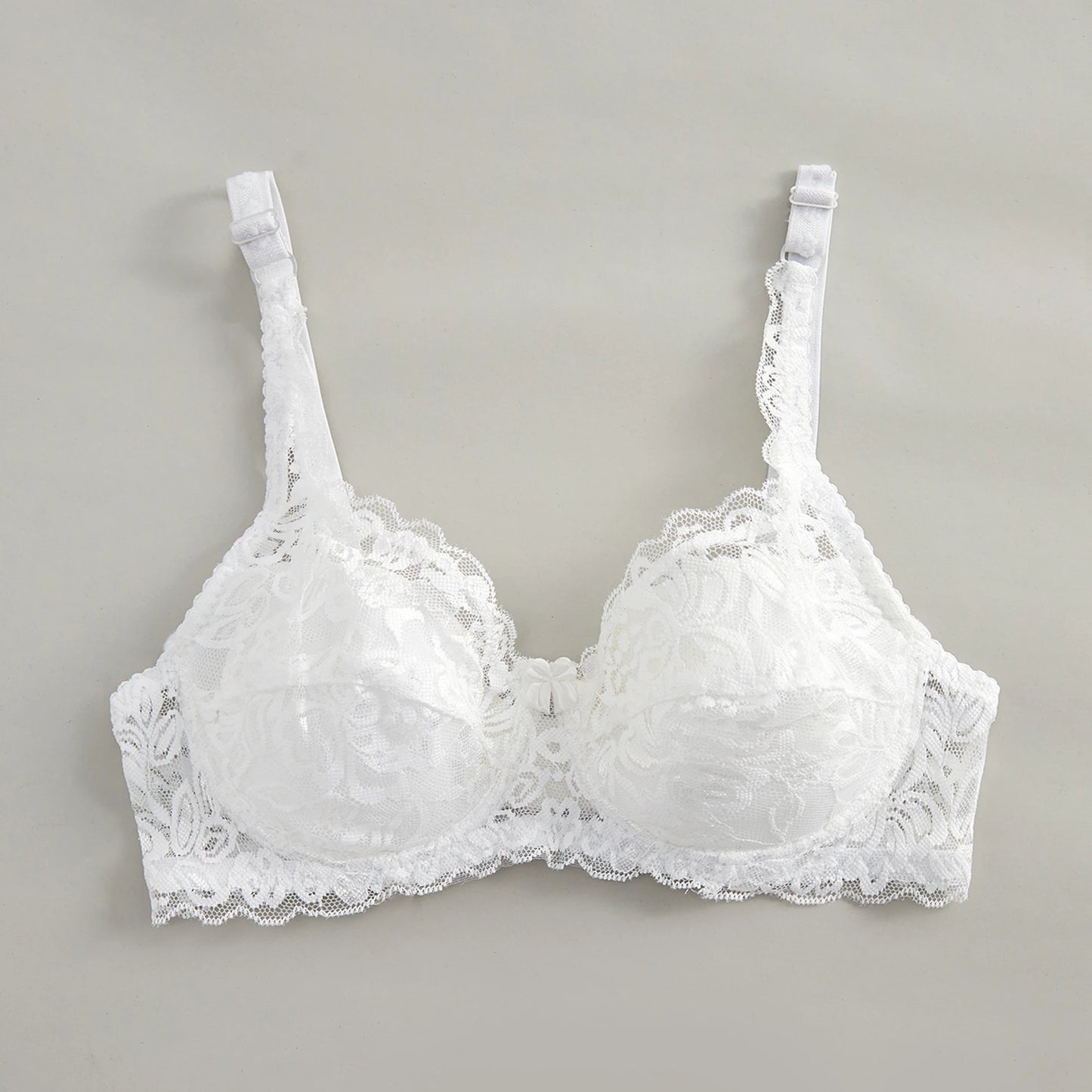 Bow Decor Push-Up Underwire Lace Bra