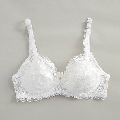 Bow Decor Push-Up Underwire Lace Bra