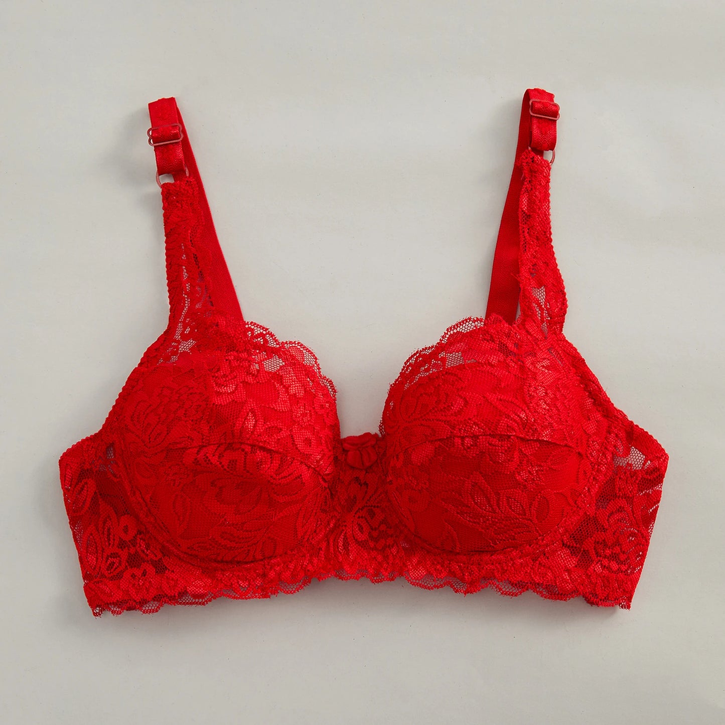 Bow Decor Push-Up Underwire Lace Bra