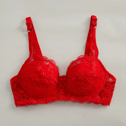 Bow Decor Push-Up Underwire Lace Bra
