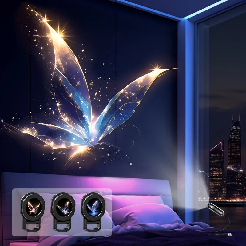 LED USB Projector Light 3/6pcs Projection Night Light