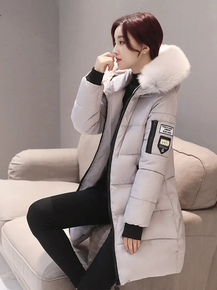 Fur Collar Hooded Parka Long Jacket Coats