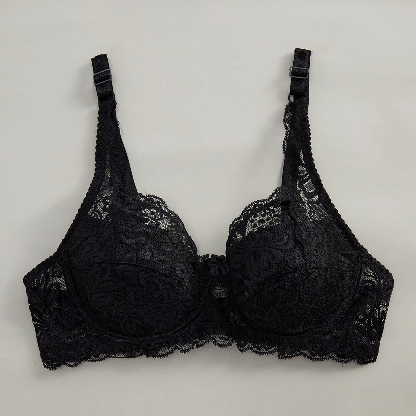 Bow Decor Push-Up Underwire Lace Bra