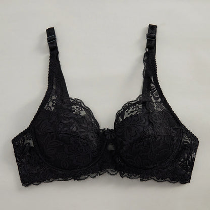 Bow Decor Push-Up Underwire Lace Bra