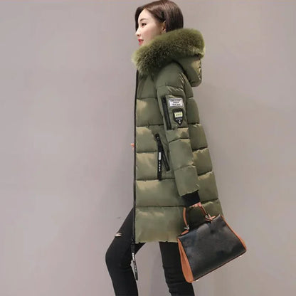 Fur Collar Hooded Parka Long Jacket Coats