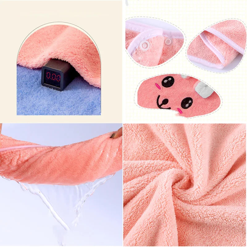 Wrap Cute Bunny Ears Microfiber Kids Bath Towel