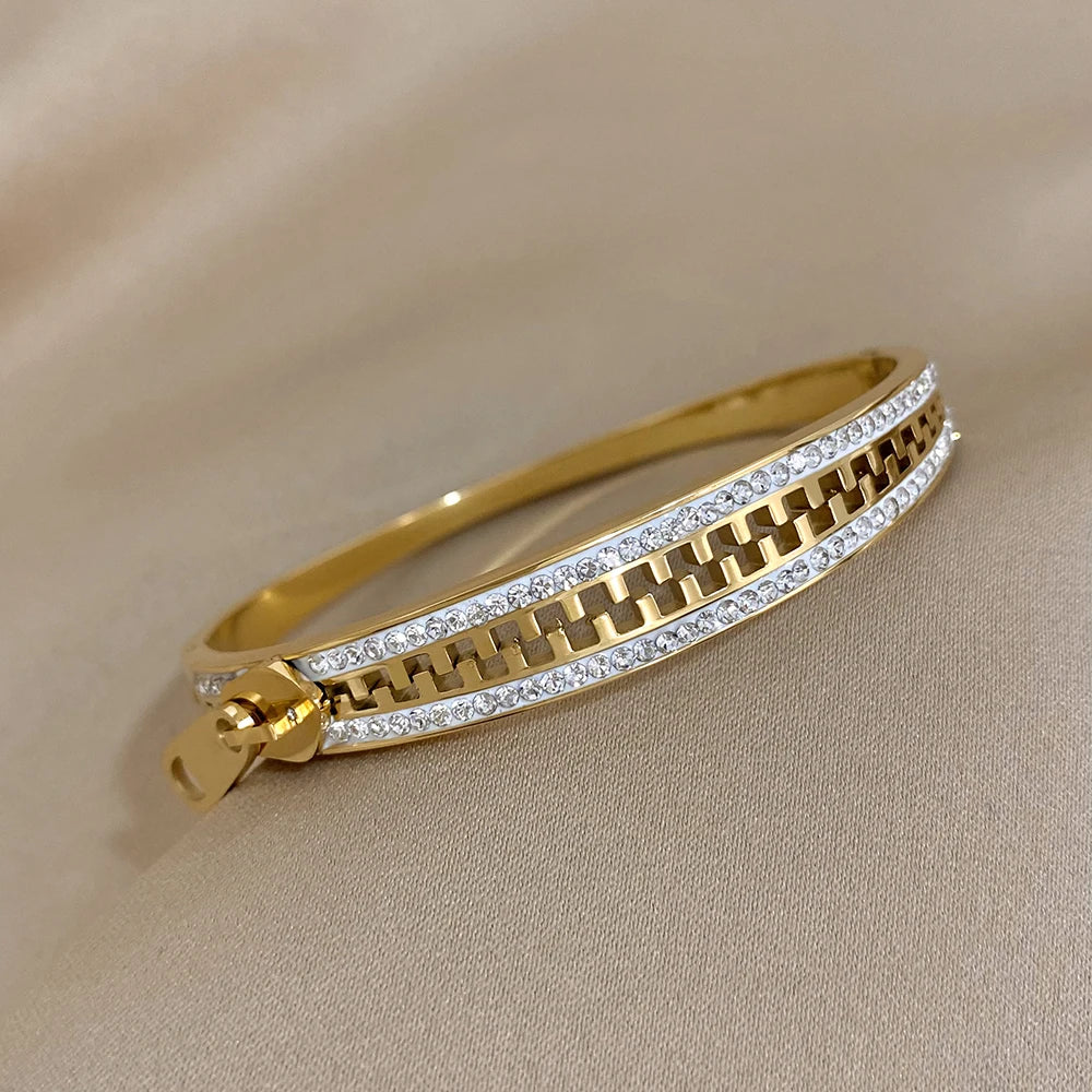 Original Zipper Charm Bangle Stainless Steel Zip Hand Bracelets