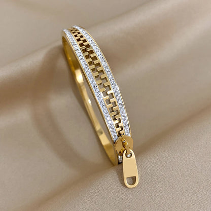 Original Zipper Charm Bangle Stainless Steel Zip Hand Bracelets