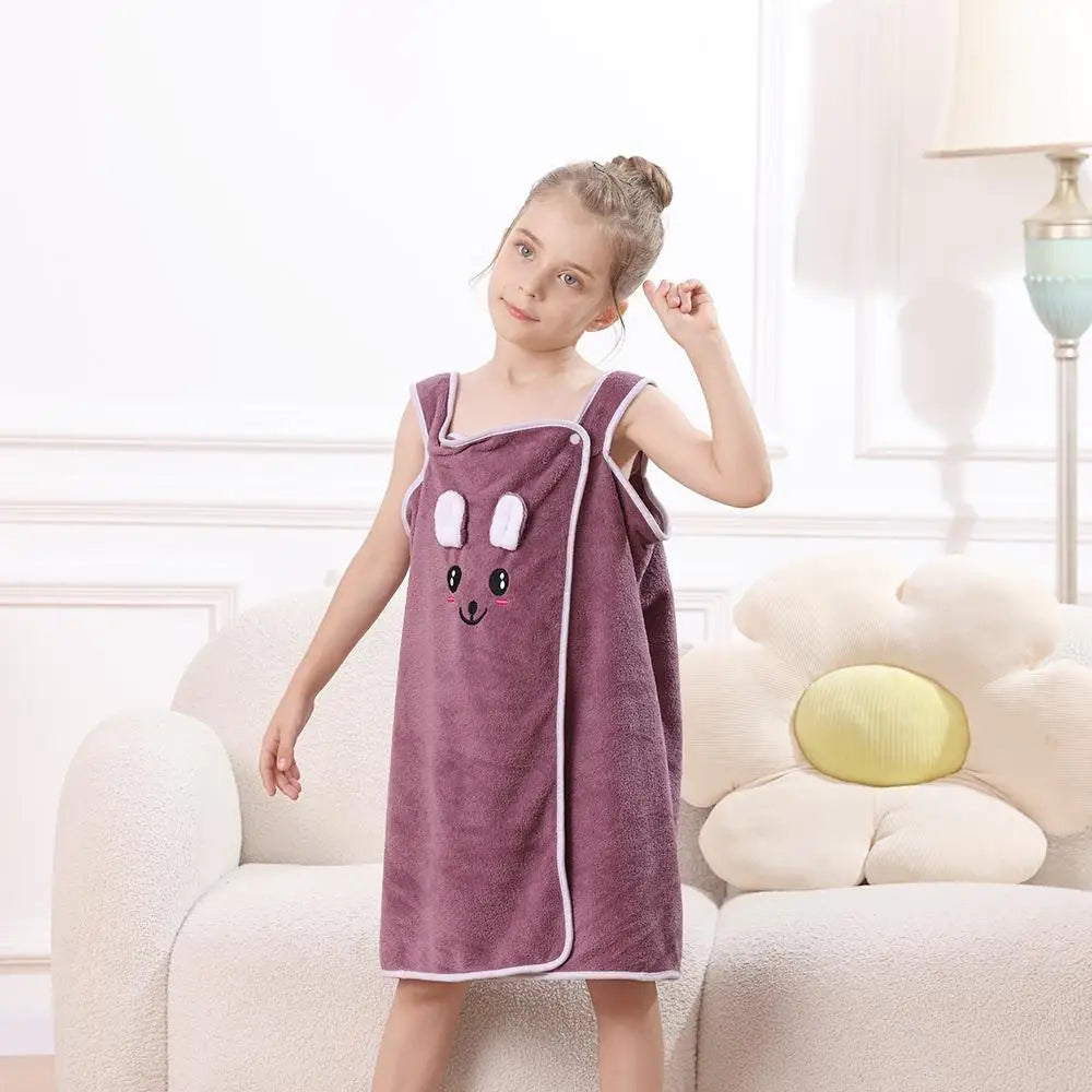 Wrap Cute Bunny Ears Microfiber Kids Bath Towel