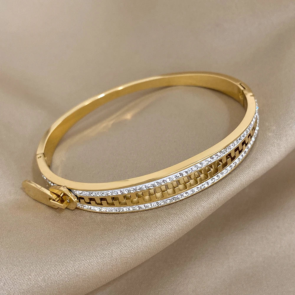Original Zipper Charm Bangle Stainless Steel Zip Hand Bracelets