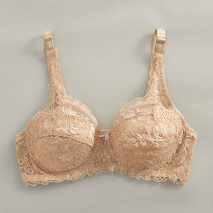 Bow Decor Push-Up Underwire Lace Bra
