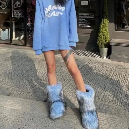 Snow Luxury Furry Faux Fox Fur Boots