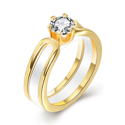 DANA 2 layers Ceramic Crystal Zircon Ring