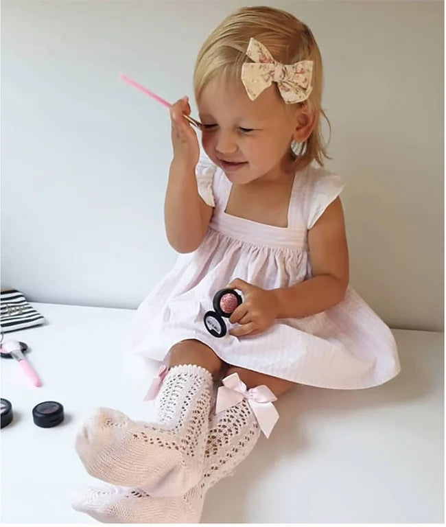 Baby Girls Toddlers Bow Long Soft Cotton Socks