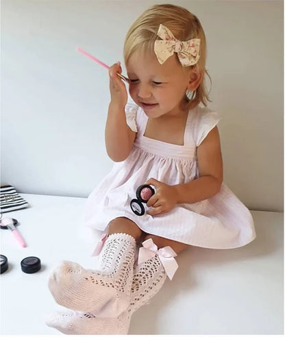 Baby Girls Toddlers Bow Long Soft Cotton Socks
